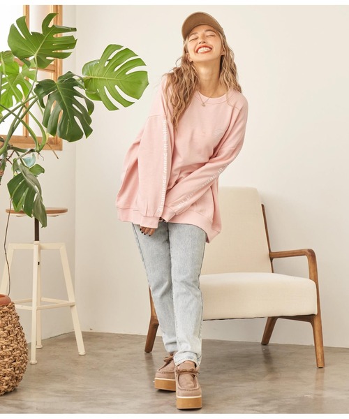 anap mimpi（アナップミンピ）の「パームツリー 刺繍 裏起毛 スウェット トレーナー（スウェット・レディース・ピンク/ブラック/ベージュ系その他・FREE）」の21枚目の写真