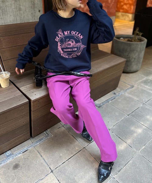 mi via loca（ミヴィアロカ）の「GILDAN　Vintageライク マーメイド ウラケ裏起毛 モチーフロゴスウェット（スウェット・レディース・ベージュ/ネイビー/トップグレー・MEDIUM/X-LARGE）」の8枚目の写真