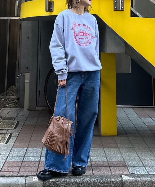 mi via loca（ミヴィアロカ）の「GILDAN　Vintageライク マーメイド ウラケ裏起毛 モチーフロゴスウェット（スウェット・レディース・ベージュ/ネイビー/トップグレー・MEDIUM/X-LARGE）」の6枚目の写真