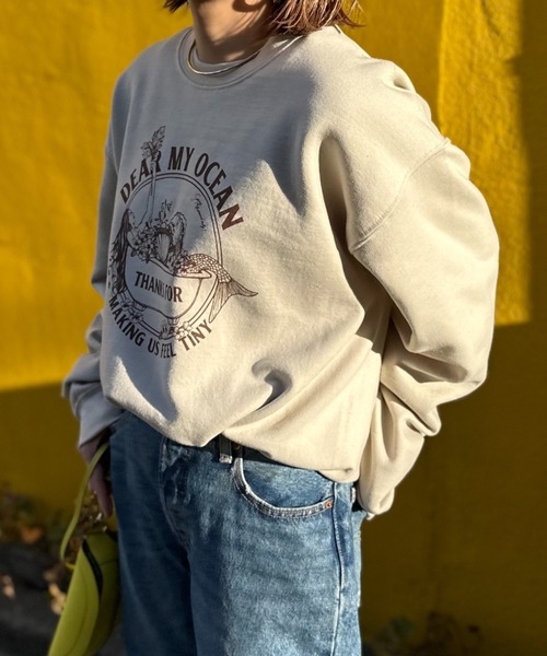 mi via loca（ミヴィアロカ）の「GILDAN　Vintageライク マーメイド ウラケ裏起毛 モチーフロゴスウェット（スウェット・レディース・ベージュ/ネイビー/トップグレー・MEDIUM/X-LARGE）」の16枚目の写真