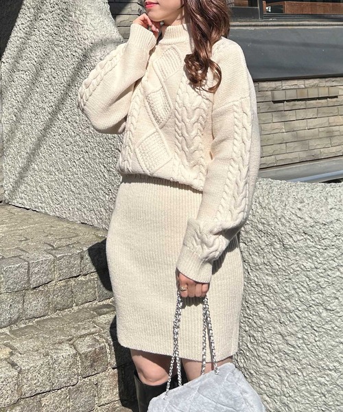セール】ケーブル柄ニットワンピース（ワンピース）｜INGNI（イング