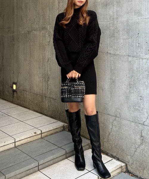 INGNI(イング)の「ケーブル柄ニットワンピース(ワンピース・レディース・グレー/アイボリー/ブラック・M)」の20枚目の写真