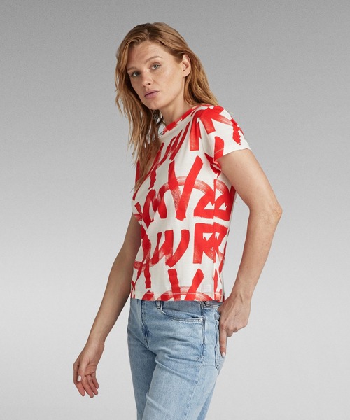 G-STAR(ジースター)の「CALLIGRAPHY ALLOVER TOP/総柄グラフィックT(Tシャツ/カットソー・レディース・ブラック系その他/ホワイト系その他・SMALL/MEDIUM/X-SMALL)」の9枚目の写真
