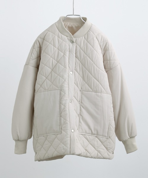 Fashion Letter(ファッションレター)の「中綿入り ダイヤキルトコート / ミリタリーブルゾン(ダウンジャケット/コート・レディース・ブラック/カーキ/アイボリー・M/L)」の22枚目の写真