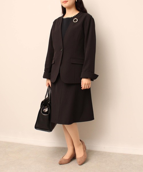 fleur by mint breeze（フルールバイミントブリーズ）の「【L～5L 大きいサイズ】【セットアップ・ウォッシャブル】　Aライン スカート（スーツスカート・レディース・ネイビー/ブラック・5L/4L/3L/LL/L）」の3枚目の写真