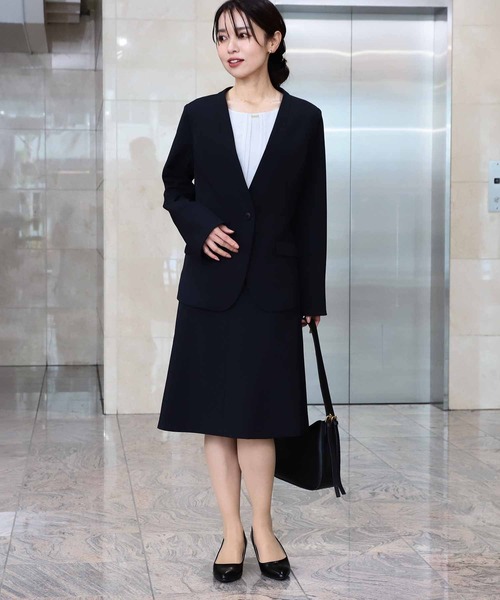 fleur by mint breeze（フルールバイミントブリーズ）の「【L～5L 大きいサイズ】【セットアップ・ウォッシャブル】　Aライン スカート（スーツスカート・レディース・ネイビー/ブラック・5L/4L/3L/LL/L）」の14枚目の写真