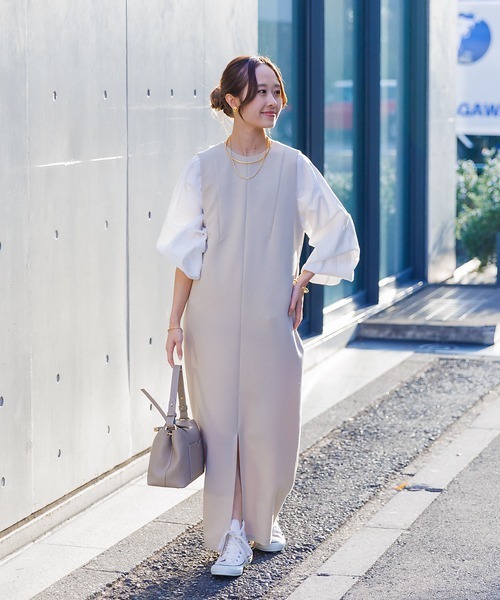 Rouge vif（ルージュヴィフ）の「【一部店舗限定】2WAYダブルクロスジャンパースカート（ワンピース・レディース・ブラック/ベージュ・フリー）」の4枚目の写真