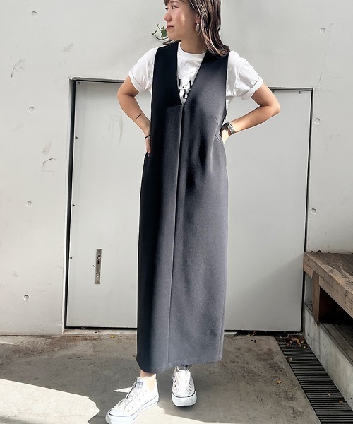 Rouge vif（ルージュヴィフ）の「【一部店舗限定】2WAYダブルクロスジャンパースカート（ワンピース・レディース・ブラック/ベージュ・フリー）」の8枚目の写真