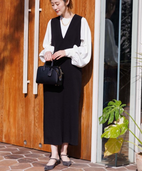 Rouge vif（ルージュヴィフ）の「【一部店舗限定】2WAYダブルクロスジャンパースカート（ワンピース・レディース・ブラック/ベージュ・フリー）」の21枚目の写真