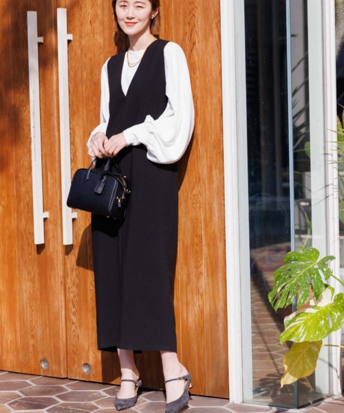 【セール】【一部店舗限定】2WAYダブルクロスジャンパースカート（ワンピース）｜Rouge vif（ルージュヴィフ）