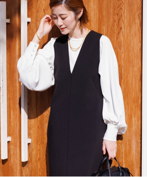 【セール】【一部店舗限定】2WAYダブルクロスジャンパースカート（ワンピース）｜Rouge vif（ルージュヴィフ）