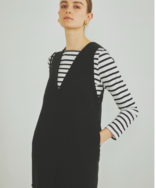 Rouge vif（ルージュヴィフ）の「【一部店舗限定】2WAYダブルクロスジャンパースカート（ワンピース・レディース・ブラック/ベージュ・フリー）」の14枚目の写真