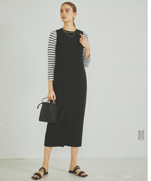 Rouge vif（ルージュヴィフ）の「【一部店舗限定】2WAYダブルクロスジャンパースカート（ワンピース・レディース・ブラック/ベージュ・フリー）」の15枚目の写真