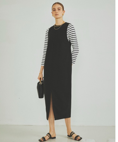 Rouge vif（ルージュヴィフ）の「【一部店舗限定】2WAYダブルクロスジャンパースカート（ワンピース・レディース・ブラック/ベージュ・フリー）」の16枚目の写真