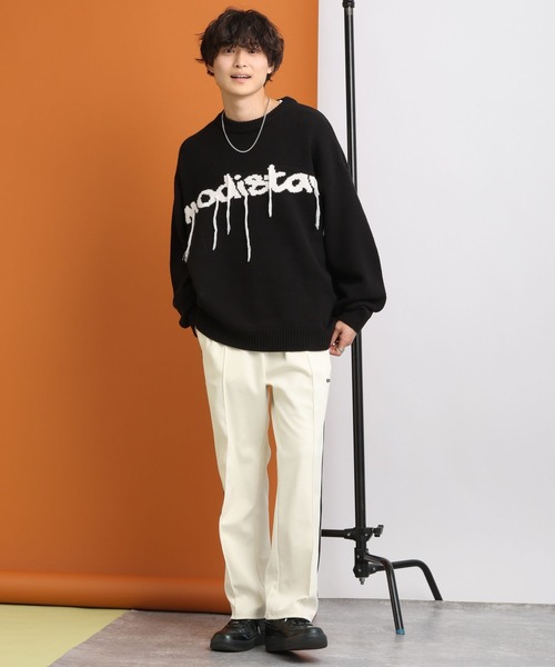 RAGEBLUE（レイジブルー）の「タギンググラフィックデザイン/クルーネックルーズニット（ニット/セーター・メンズ・ホワイト/ブラック・MEDIUM/LARGE）」の15枚目の写真