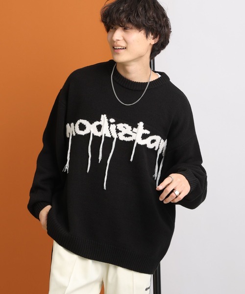 RAGEBLUE（レイジブルー）の「タギンググラフィックデザイン/クルーネックルーズニット（ニット/セーター・メンズ・ホワイト/ブラック・MEDIUM/LARGE）」の17枚目の写真