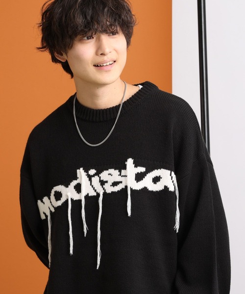 RAGEBLUE（レイジブルー）の「タギンググラフィックデザイン/クルーネックルーズニット（ニット/セーター・メンズ・ホワイト/ブラック・MEDIUM/LARGE）」の20枚目の写真