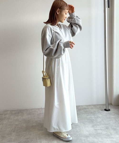 自由区今期新作タフタコンビワンピース 洗える】タフタコンビ半袖 ワンピース / 自由区 | ファッション