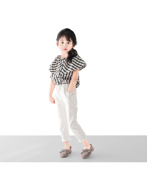L.COPECK（エルコペック）の「カラーダイ7分丈パンツ（デニムパンツ・キッズ・ホワイト/ピンク/ラベンダー・90cm/100cm/110cm/120cm/130cm/140cm）」の5枚目の写真