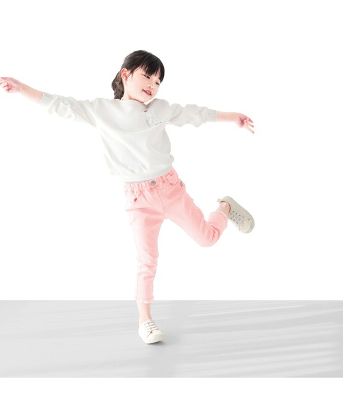L.COPECK（エルコペック）の「カラーダイ7分丈パンツ（デニムパンツ・キッズ・ホワイト/ピンク/ラベンダー・90cm/100cm/110cm/120cm/130cm/140cm）」の6枚目の写真