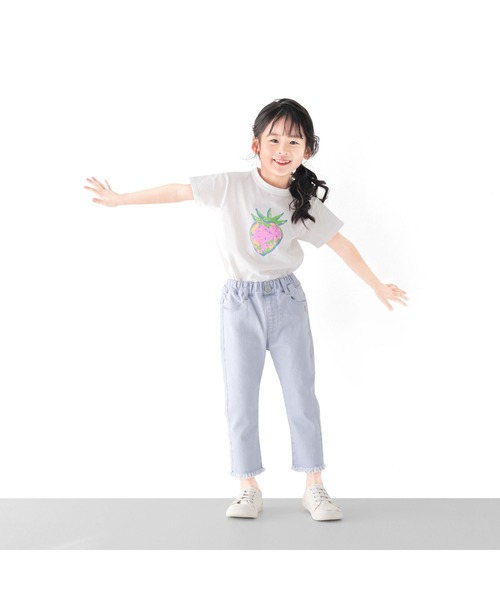 L.COPECK（エルコペック）の「カラーダイ7分丈パンツ（デニムパンツ・キッズ・ホワイト/ピンク/ラベンダー・90cm/100cm/110cm/120cm/130cm/140cm）」の7枚目の写真