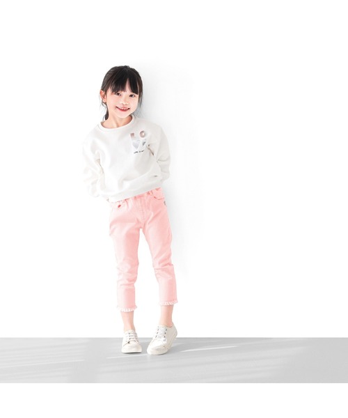 L.COPECK（エルコペック）の「カラーダイ7分丈パンツ（デニムパンツ・キッズ・ホワイト/ピンク/ラベンダー・90cm/100cm/110cm/120cm/130cm/140cm）」の15枚目の写真
