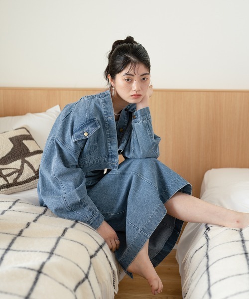 セール】【低身長向けサイズあり】デニムキャミワンピース（ワンピース