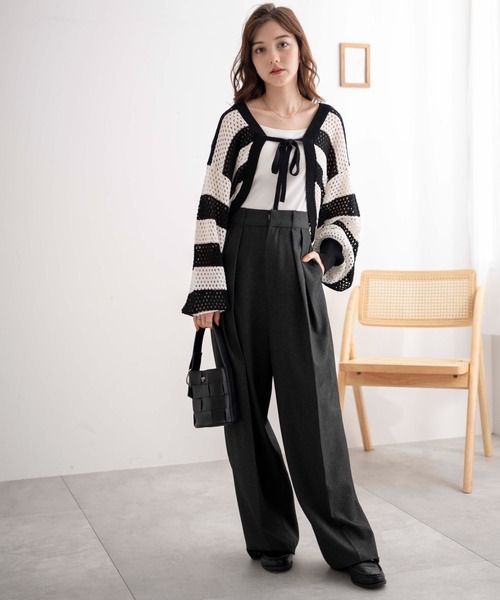 WEGO（ウィゴー）の「WEGO/メッシュリボンボレロ（カーディガン/ボレロ・レディース・ブラック系その他5/ホワイト/ブラック/グリーン・FREE）」の21枚目の写真