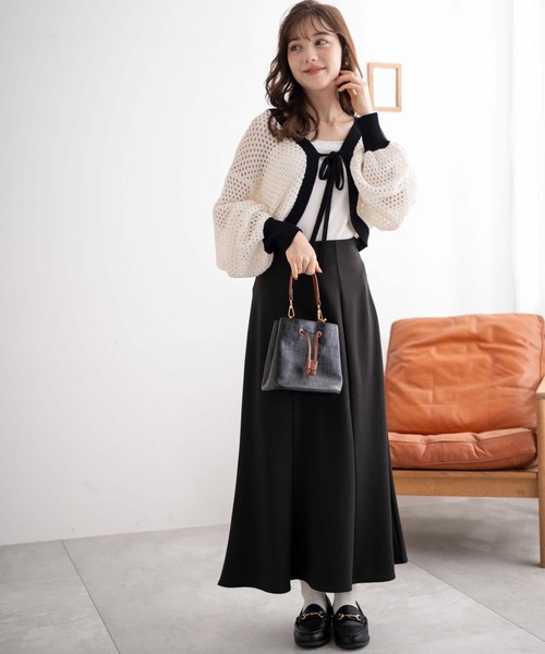 WEGO（ウィゴー）の「WEGO/メッシュリボンボレロ（カーディガン/ボレロ・レディース・ブラック系その他5/ホワイト/ブラック/グリーン・FREE）」の14枚目の写真