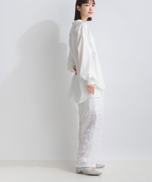 LUGIVA（ルギヴァ）の「リブ袖タックブラウス（シャツ/ブラウス・レディース・オフホワイト/ブラック・M）」の6枚目の写真