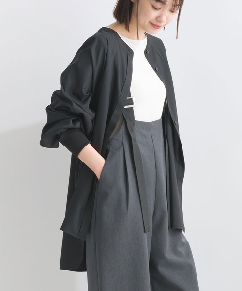 LUGIVA（ルギヴァ）の「リブ袖タックブラウス（シャツ/ブラウス・レディース・オフホワイト/ブラック・M）」の15枚目の写真