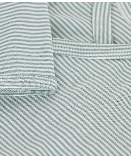 PETIT BATEAU(プチバトー)の「長袖あわせボディ(肌着・キッズ・ホワイト×グリーン/ホワイト×ピンク・6MONTH/3MONTH/12MONTH)」の4枚目の写真