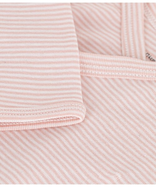 PETIT BATEAU(プチバトー)の「長袖あわせボディ(肌着・キッズ・ホワイト×グリーン/ホワイト×ピンク・6MONTH/3MONTH/12MONTH)」の6枚目の写真