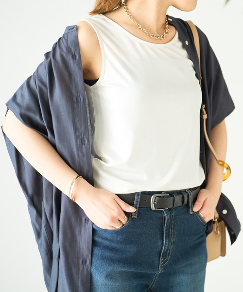 un dix cors（アンディコール）の「前後2WAYラメタンクトップ（タンクトップ・レディース・ブラック/ベージュ/ホワイト・FREE）」の4枚目の写真