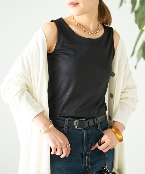 un dix cors（アンディコール）の「前後2WAYラメタンクトップ（タンクトップ・レディース・ブラック/ベージュ/ホワイト・FREE）」の8枚目の写真