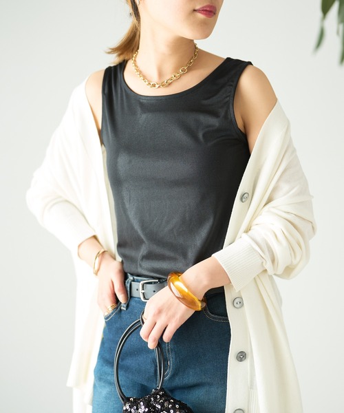 un dix cors（アンディコール）の「前後2WAYラメタンクトップ（タンクトップ・レディース・ブラック/ベージュ/ホワイト・FREE）」の7枚目の写真