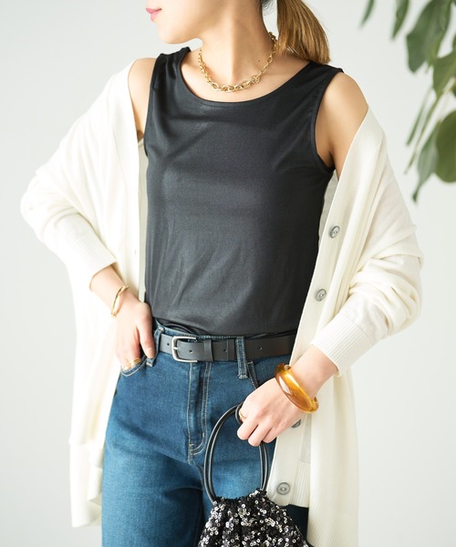 un dix cors（アンディコール）の「前後2WAYラメタンクトップ（タンクトップ・レディース・ブラック/ベージュ/ホワイト・FREE）」の9枚目の写真