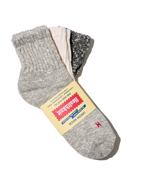Healthknit(ヘルスニット)の「【Healthknit】3足セット ヘビーウェイトクウォーターソックス(ソックス/靴下・メンズ・ホワイト系1/ホワイト系2/グレー系2/ホワイト系3/ホワイト系5/その他4/その他1/その他2/その他3/ホワイト系4/グレー系1・FREE)」の1枚目の写真