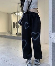 gossip！ロサンゼルス | ハートペイントプリント  スウェット アンクルバンデッドパンツ(スウェットパンツ)