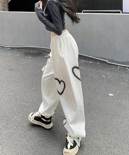 gossip！ロサンゼルス（ゴシップロサンゼルス）の「ハートペイントプリント  スウェット アンクルバンデッドパンツ（スウェットパンツ・レディース・カーキ/ブラック/ホワイト・FREE）」の9枚目の写真