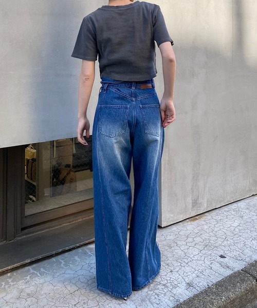 RAY CASSIN(レイカズン)の「【3サイズ展開/サイズ展開あり/2way】ウエスト折り返しワイドデニムパンツ(デニムパンツ・レディース・グレー/ブルー/スカイブルー/ブルー系その他/グレー系その他/ブルー系その他4・0/1/2)」の13枚目の写真