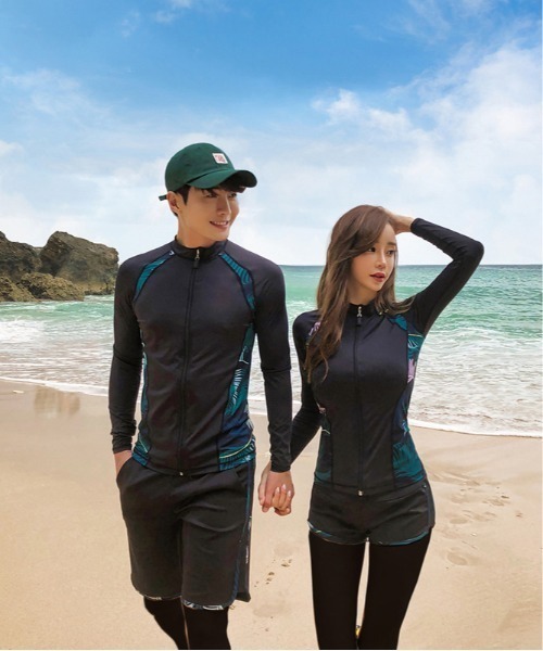 水着 ラッシュガード　メンズ 3点セット　ペアルック　スポーツウェア　韓国165 ラッシュガード メンズ3点セット / レディース5点セット -ARCADE