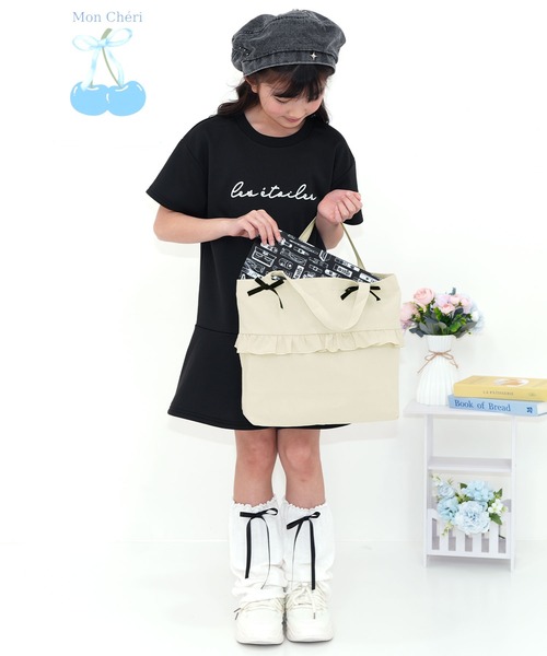 Bee des Bee（ビーデスビー）の「フリル＆リボン レッスントートバッグ（トートバッグ・キッズ・ピンク/ブラック/アイボリー・フリー）」の10枚目の写真