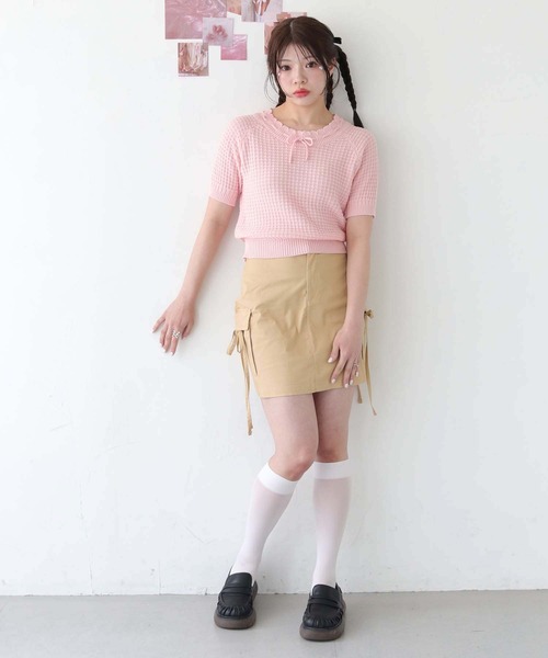 nomnom(ノムノム)の「【nomnom】リボンカーゴミニスカート(スカート・レディース・ベージュ/カーキ/グレー・SMALL/MEDIUM)」の11枚目の写真