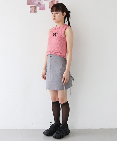 nomnom（ノムノム）の「【nomnom】リボンカーゴミニスカート（スカート・レディース・ベージュ/カーキ/グレー・SMALL/MEDIUM）」の15枚目の写真