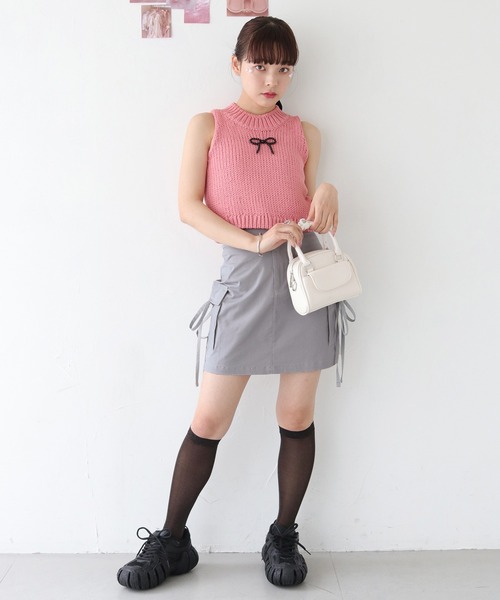 nomnom（ノムノム）の「【nomnom】リボンカーゴミニスカート（スカート・レディース・ベージュ/カーキ/グレー・SMALL/MEDIUM）」の14枚目の写真