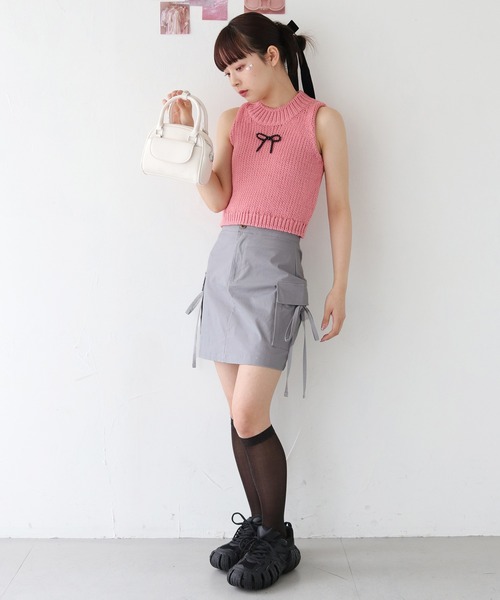 nomnom（ノムノム）の「【nomnom】リボンカーゴミニスカート（スカート・レディース・ベージュ/カーキ/グレー・SMALL/MEDIUM）」の16枚目の写真