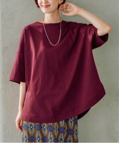 LEPSIM（レプシィム）の「【3つの機能付き】裾ラウンドBIGチュニック　987482（Tシャツ/カットソー・レディース・ライトグリーン/ライトグレー/グレイッシュベージュ/ブラック/ホワイト×ブラック/レッド/ボルドー・FREE）」の7枚目の写真