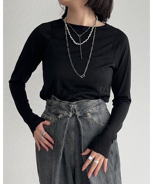 leimn(レイムン)の「ラメトップス(Tシャツ/カットソー・レディース・ブラック×シルバー/シルバー・M)」の2枚目の写真