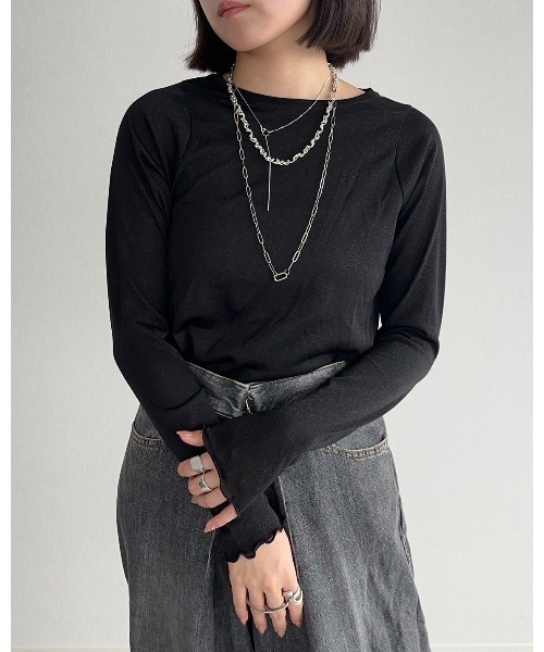 leimn(レイムン)の「ラメトップス(Tシャツ/カットソー・レディース・ブラック×シルバー/シルバー・M)」の7枚目の写真